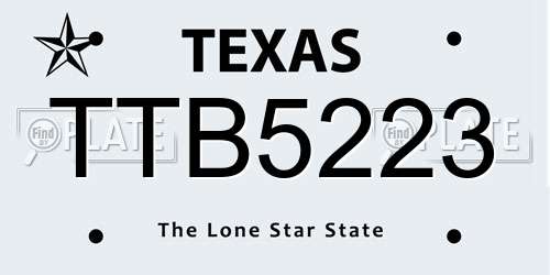 TTB5223 Texas License Plate