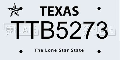 TTB5273 Texas License Plate