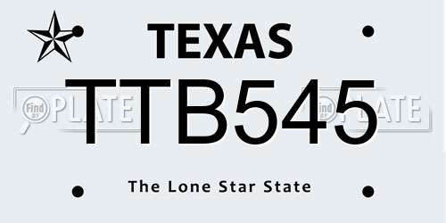 TTB545 Texas License Plate