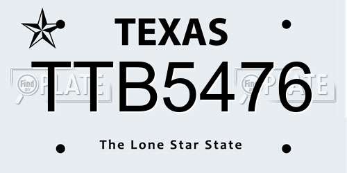 TTB5476 Texas License Plate