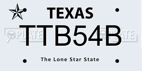 TTB54B Texas License Plate