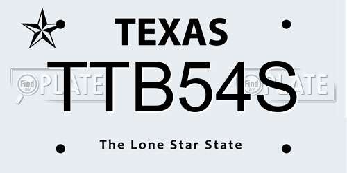 TTB54S Texas License Plate