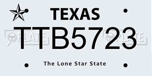 TTB5723 Texas License Plate