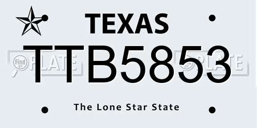 TTB5853 Texas License Plate