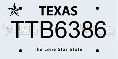 TTB6386 Texas License Plate