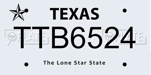 TTB6524 Texas License Plate