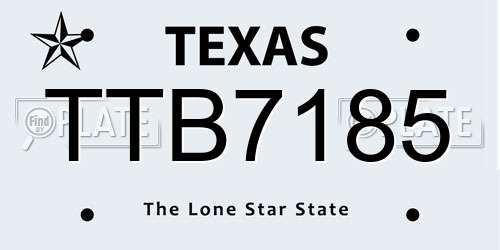 TTB7185 Texas License Plate