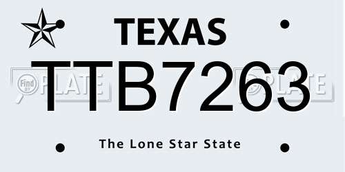 TTB7263 Texas License Plate