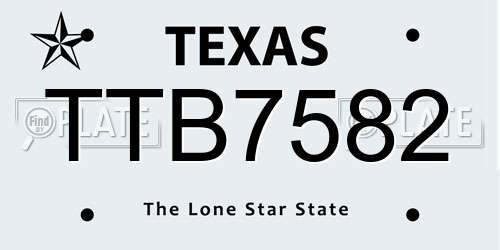 TTB7582 Texas License Plate
