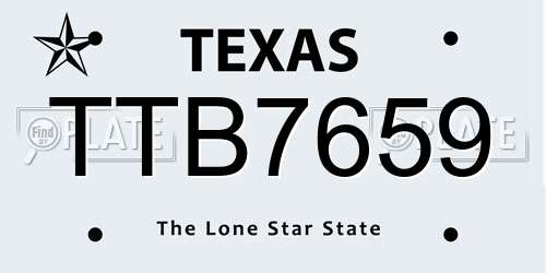 TTB7659 Texas License Plate