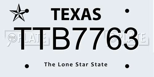 TTB7763 Texas License Plate