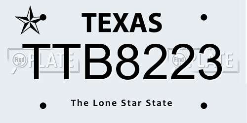 TTB8223 Texas License Plate
