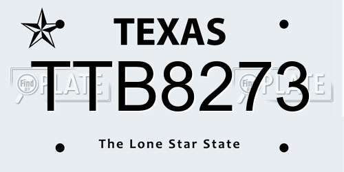 TTB8273 Texas License Plate