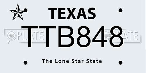 TTB848 Texas License Plate