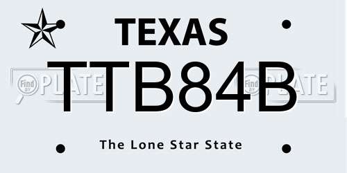 TTB84B Texas License Plate