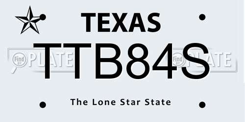 TTB84S Texas License Plate