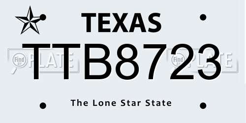 TTB8723 Texas License Plate