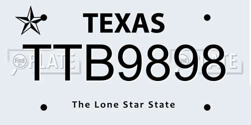 TTB9898 Texas License Plate