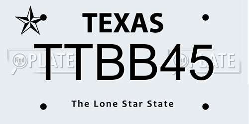 TTBB45 Texas License Plate