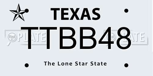 TTBB48 Texas License Plate