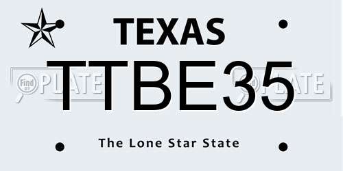 TTBE35 Texas License Plate