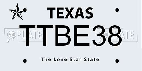 TTBE38 Texas License Plate