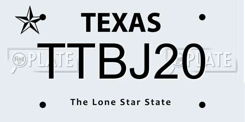 TTBJ20 Texas License Plate