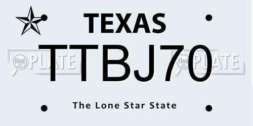 TTBJ70 Texas License Plate
