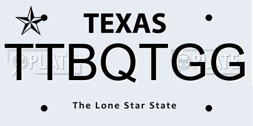 TTBQTGG Texas License Plate