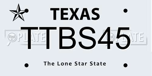 TTBS45 Texas License Plate