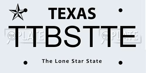 TTBSTTE Texas License Plate