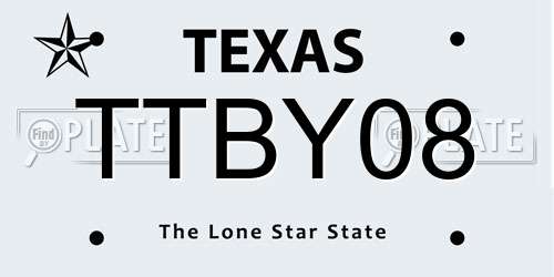 TTBY08 Texas License Plate