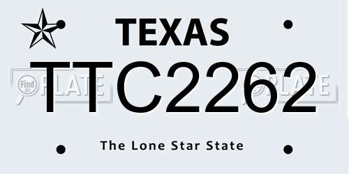 TTC2262 Texas License Plate