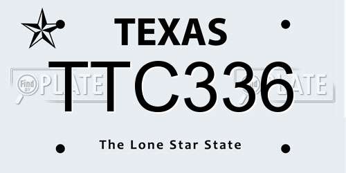 TTC336 Texas License Plate