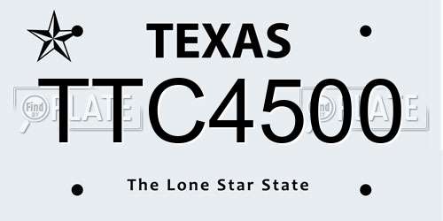 TTC4500 Texas License Plate
