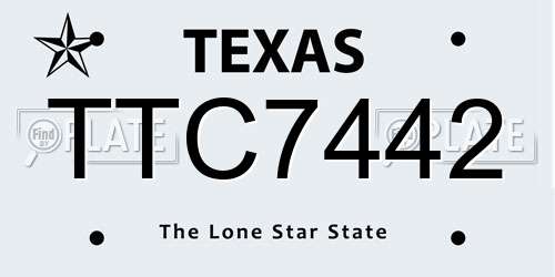 TTC7442 Texas License Plate