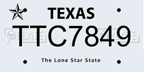 TTC7849 Texas License Plate