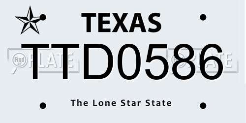 TTD0586 Texas License Plate
