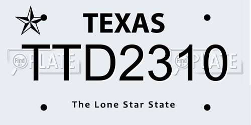 TTD2310 Texas License Plate