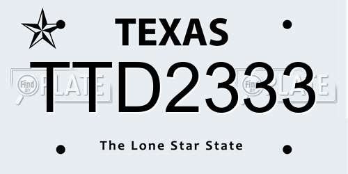 TTD2333 Texas License Plate