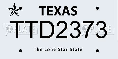 TTD2373 Texas License Plate