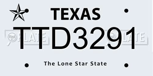 TTD3291 Texas License Plate