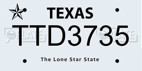 TTD3735 Texas License Plate