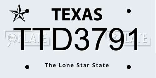 TTD3791 Texas License Plate