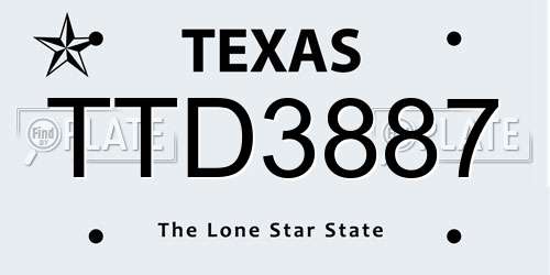 TTD3887 Texas License Plate