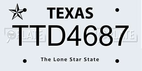 TTD4687 Texas License Plate