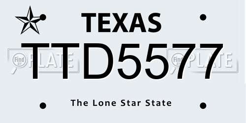 TTD5577 Texas License Plate