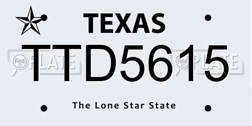 TTD5615 Texas License Plate