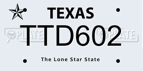TTD602 Texas License Plate