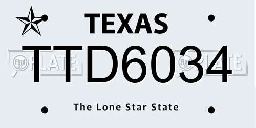 TTD6034 Texas License Plate